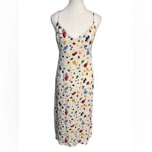 Reformation Dress Midi Medium Strapless Size 8 Multi Color Paint Splatter